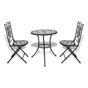 vidaXL Steel Small Patio Furniture in Black/White