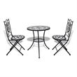 vidaXL Steel Small Patio Furniture in Black/White