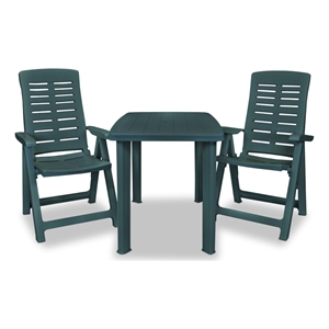 vidaXL 3 Piece Plastic Medium Bistro Set in Green