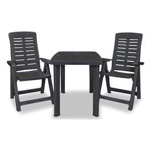 vidaXL 3 Piece Plastic Medium Bistro Set in Anthracite