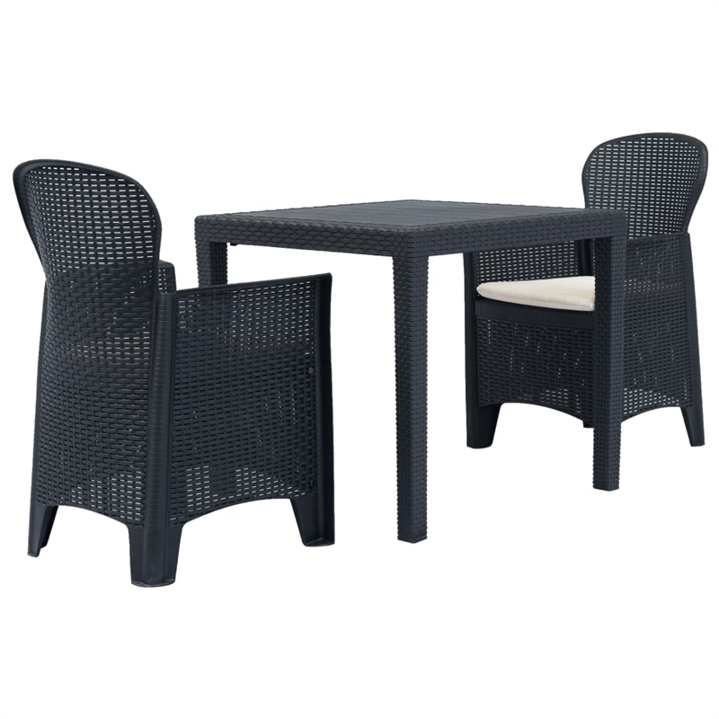 vidaXL 3 Piece Plastic Standard Bistro Set in Anthracite