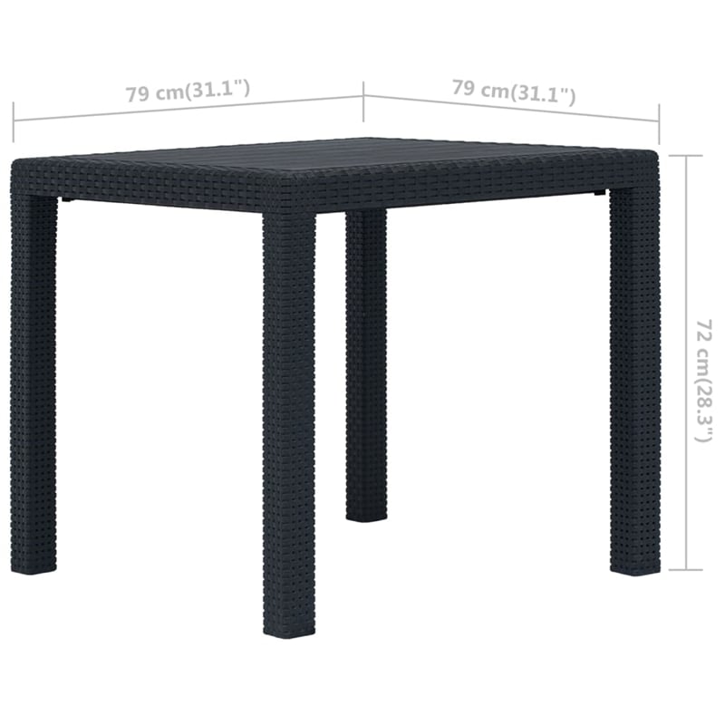 vidaXL 3 Piece Plastic Standard Bistro Set in Anthracite