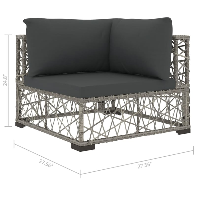 vidaXL Steel Small Patio Sofa Set in Gray