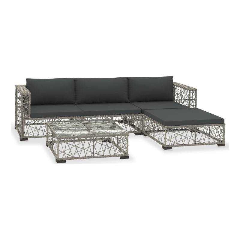 vidaXL 5 Piece Steel Lounge Set in Gray