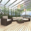 vidaXL 8 Piece Steel Patio Sofa Set in White/Brown/Cream
