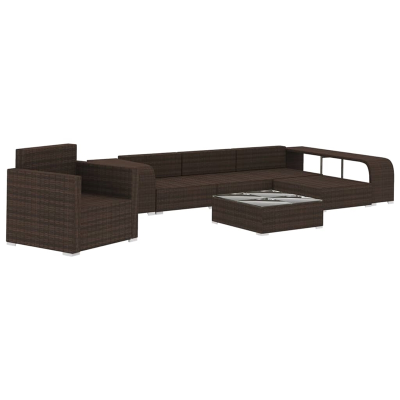 vidaXL 8 Piece Steel Patio Sofa Set in White/Brown/Cream