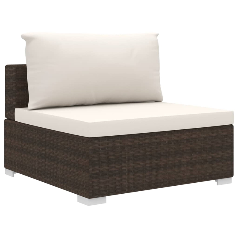 vidaXL 8 Piece Steel Patio Sofa Set in White/Brown/Cream