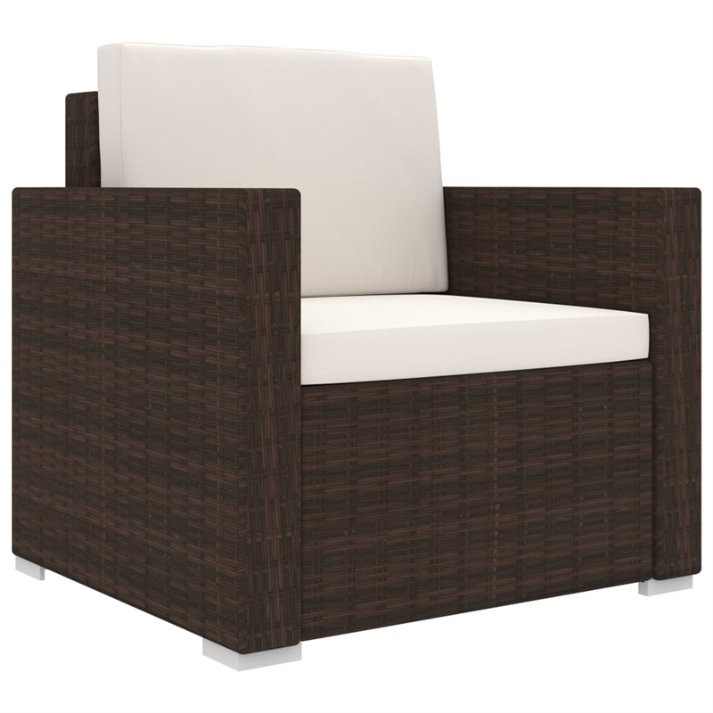 vidaXL 8 Piece Steel Patio Sofa Set in White/Brown/Cream