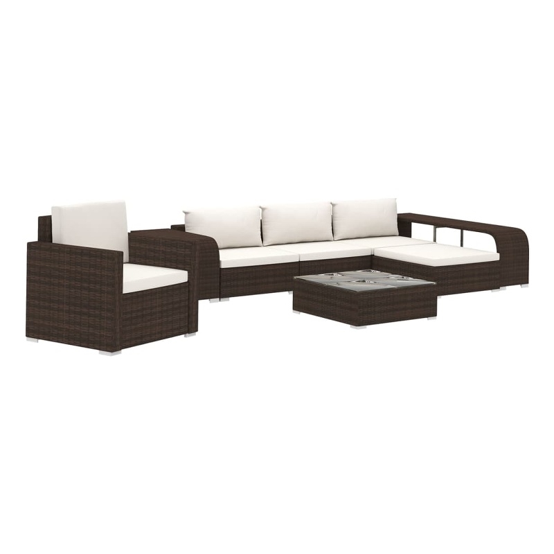 vidaXL 8 Piece Steel Patio Sofa Set in White/Brown/Cream