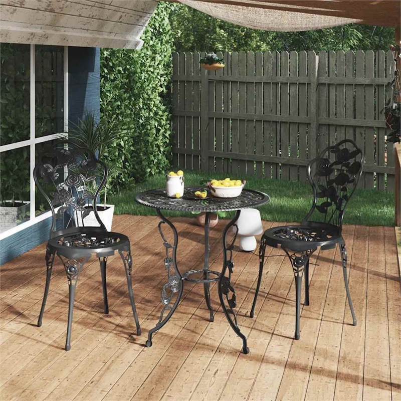 vidaXL Aluminum Small Bistro Set in Black