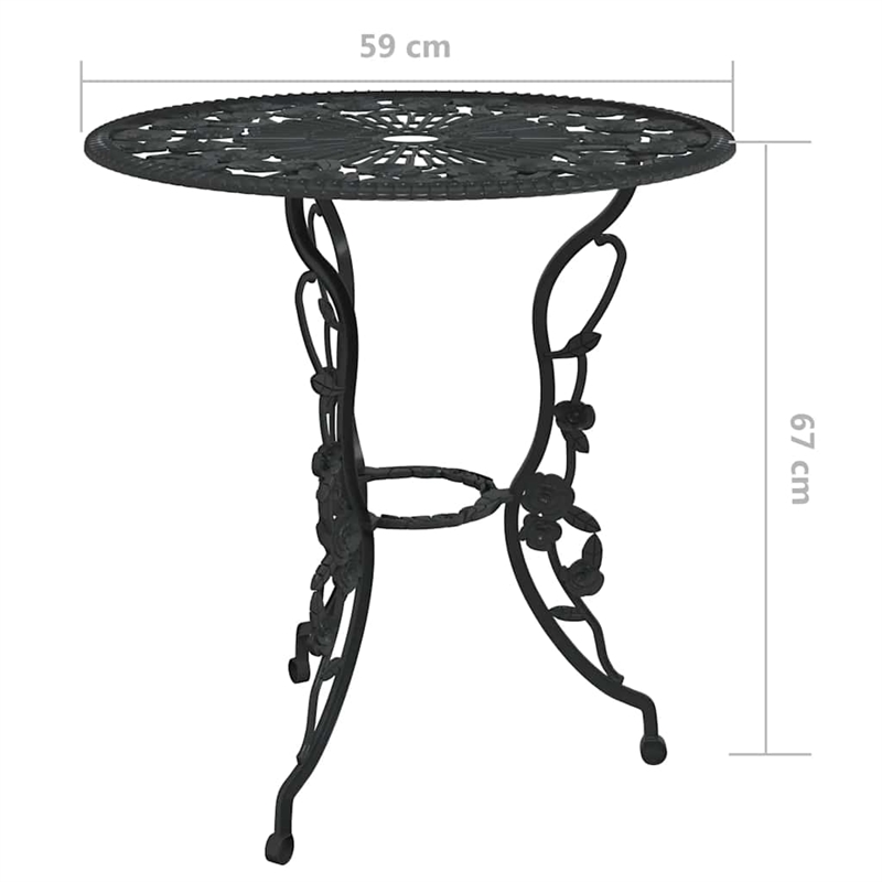 vidaXL Aluminum Small Bistro Set in Black