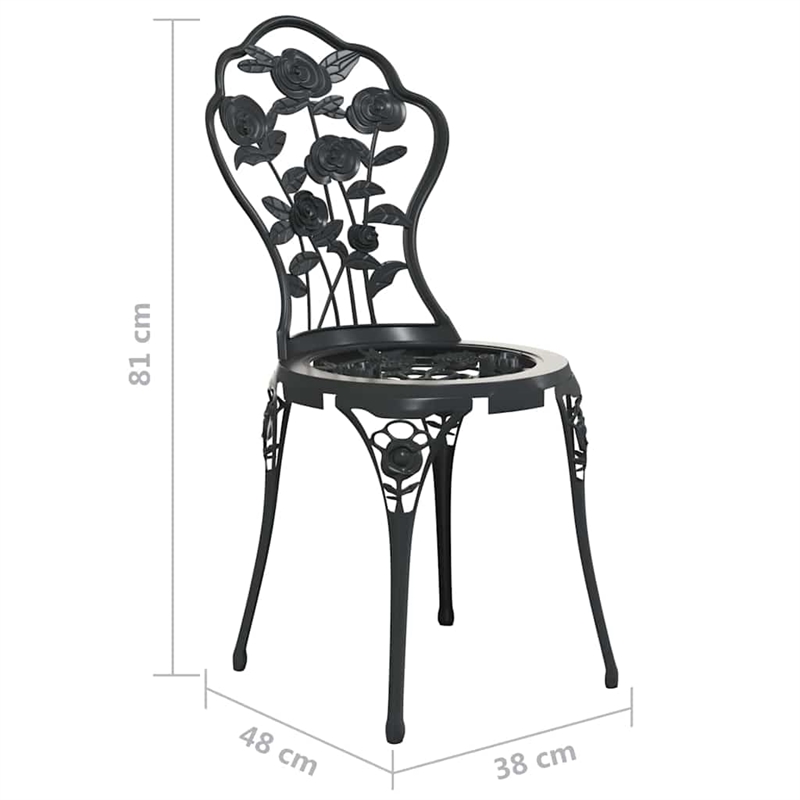 vidaXL Aluminum Small Bistro Set in Black