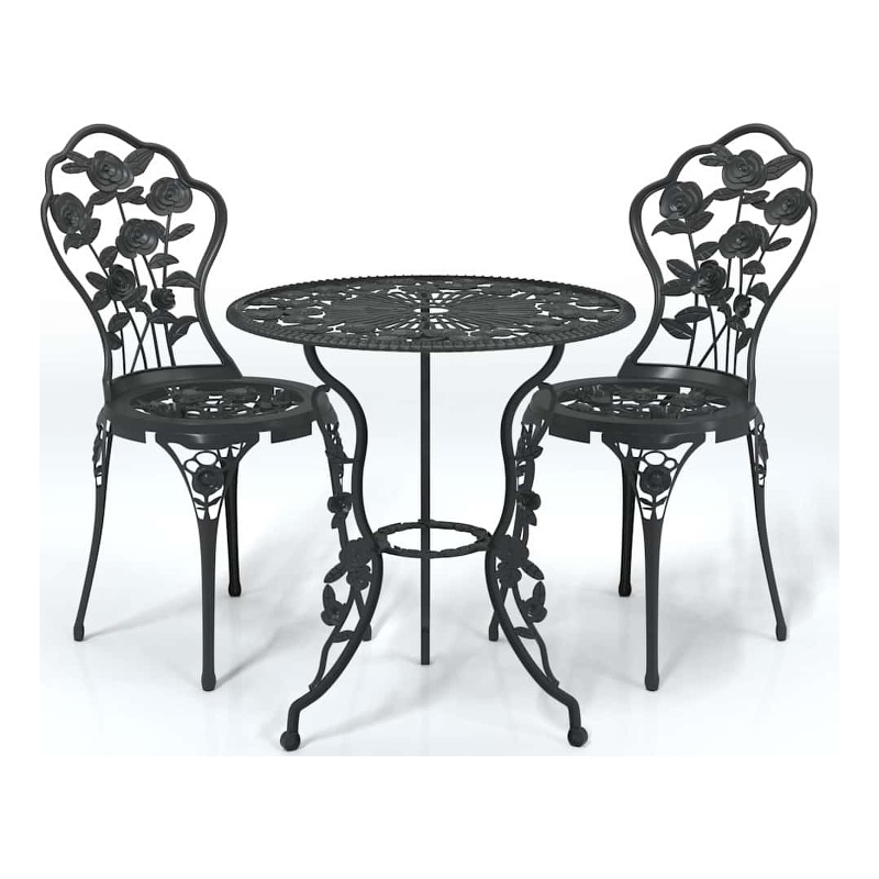 vidaXL Aluminum Small Bistro Set in Black
