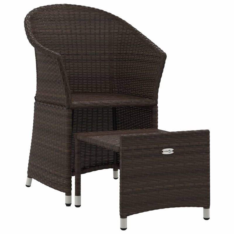 vidaXL Poly Rattan Lounge Set in White/Brown