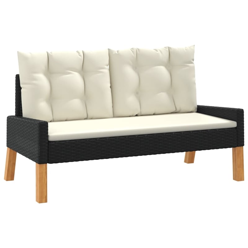 vidaXL Solid Acacia Wood Garden Lounge Set in Black/White