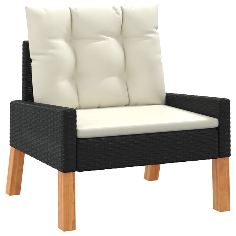 vidaXL Solid Acacia Wood Garden Lounge Set in Black/White