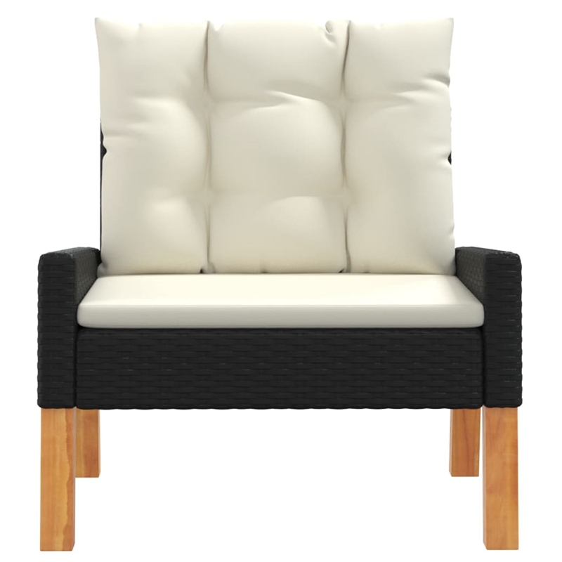 vidaXL Solid Acacia Wood Garden Lounge Set in Black/White