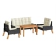 vidaXL Solid Acacia Wood Garden Lounge Set in Black/White