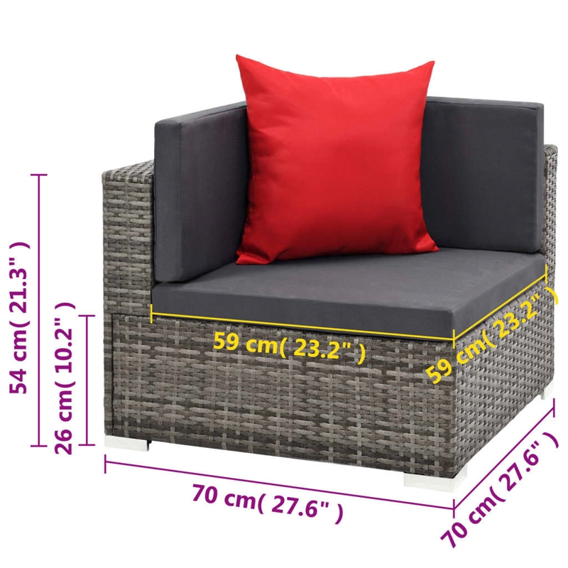 vidaXL 7 Piece Sofa Set in Gray/Red