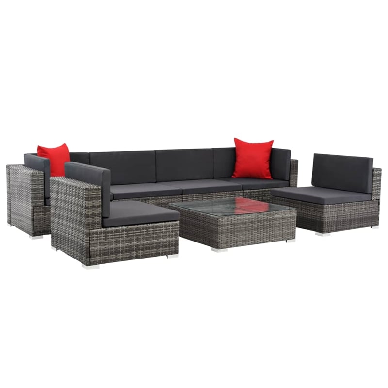 vidaXL 7 Piece Sofa Set in Gray/Red