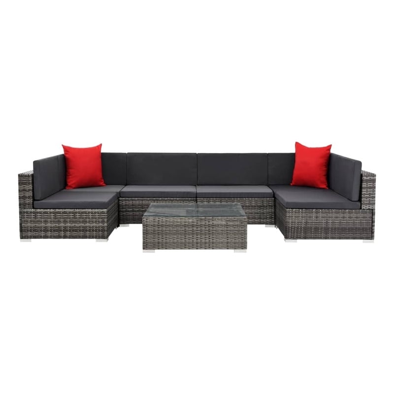vidaXL 7 Piece Sofa Set in Gray/Red