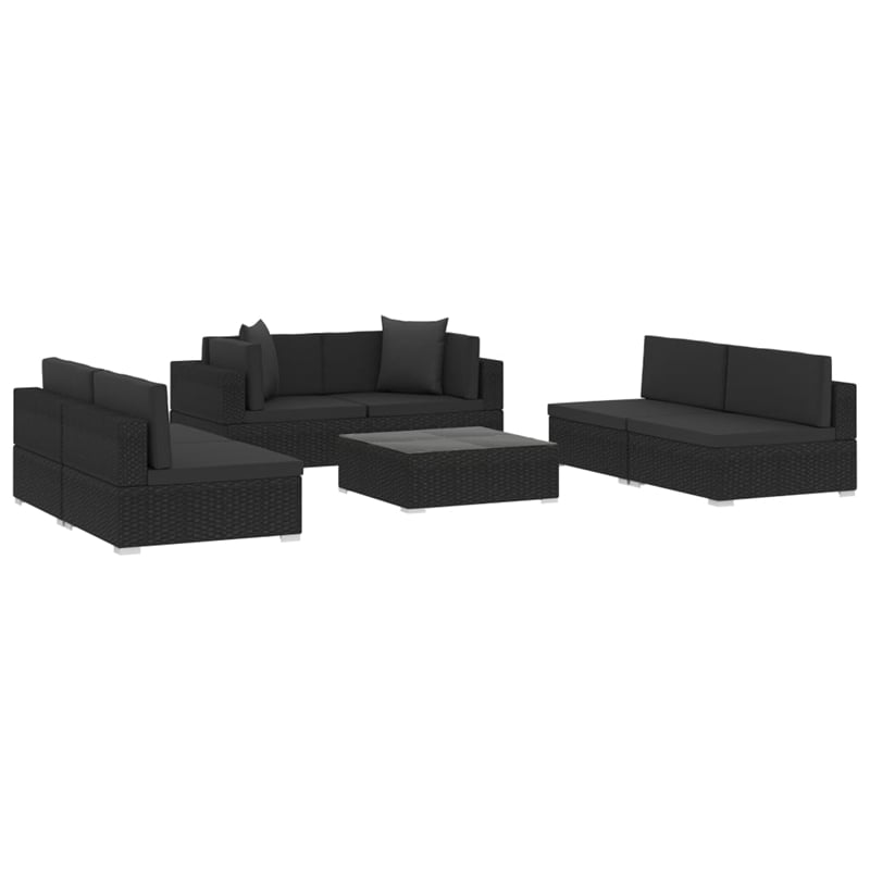 vidaXL 7 Piece Poly Rattan Patio Sofa Set in Black