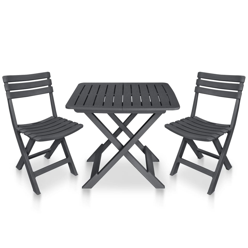 vidaXL Plastic Small Bistro Set in Anthracite