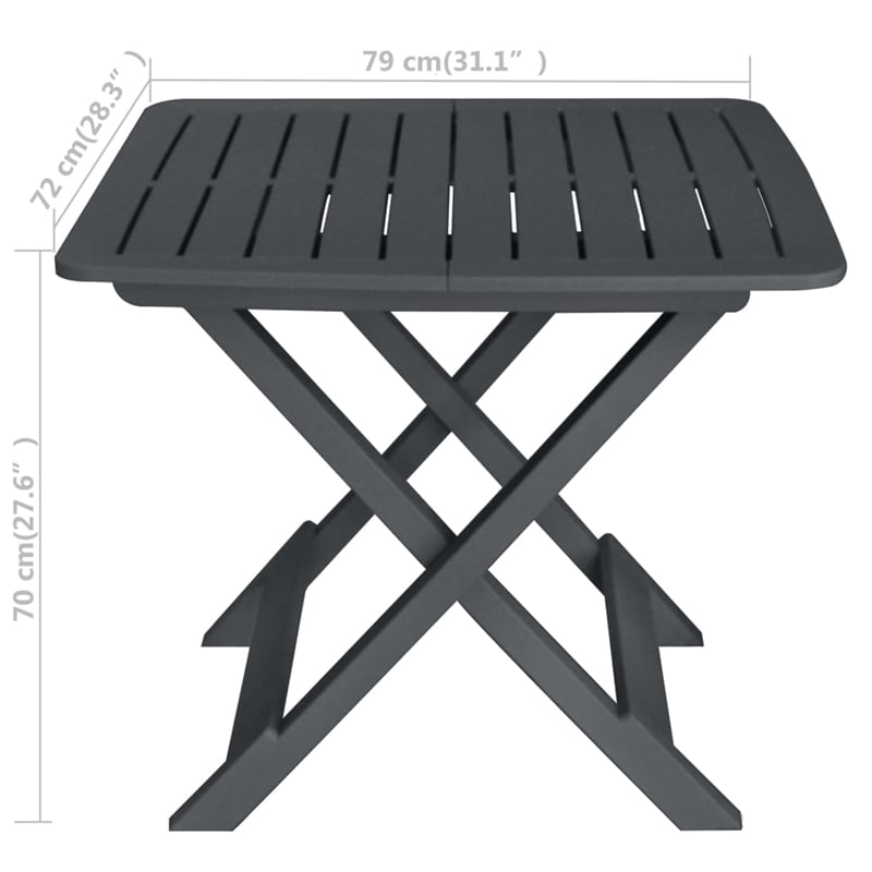 vidaXL Plastic Small Bistro Set in Anthracite