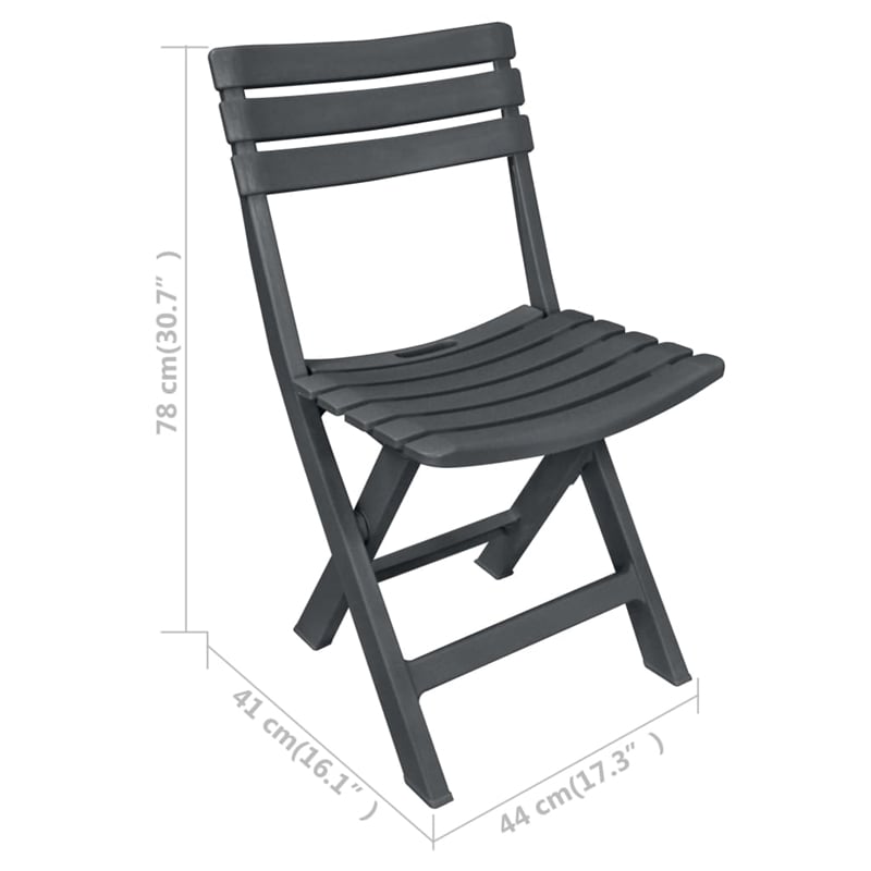 vidaXL Plastic Small Bistro Set in Anthracite