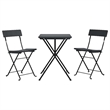 vidaXL 3 Piece Poly Rattan Small Bistro Set in Black