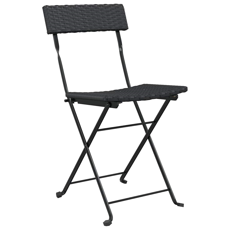 vidaXL 3 Piece Poly Rattan Small Bistro Set in Black