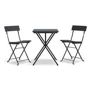 vidaXL 3 Piece Poly Rattan Small Bistro Set in Black