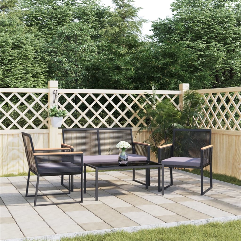 vidaXL 4 Piece Steel Garden Lounge Set in Black