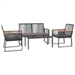 vidaXL 4 Piece Steel Garden Lounge Set in Black