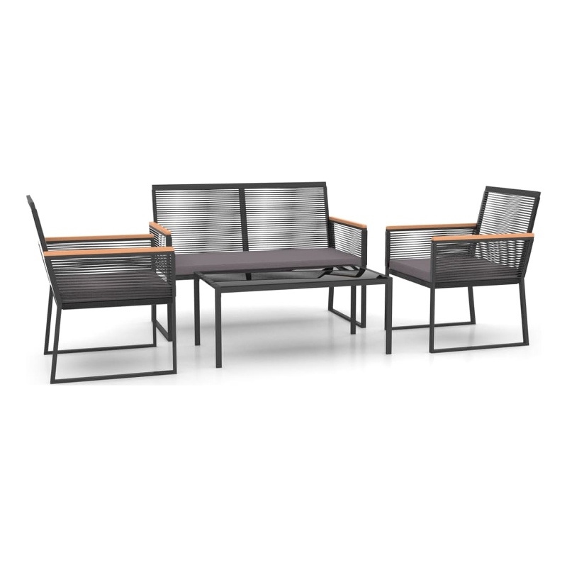 vidaXL 4 Piece Steel Garden Lounge Set in Black