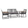 vidaXL 4 Piece Steel Garden Lounge Set in Black