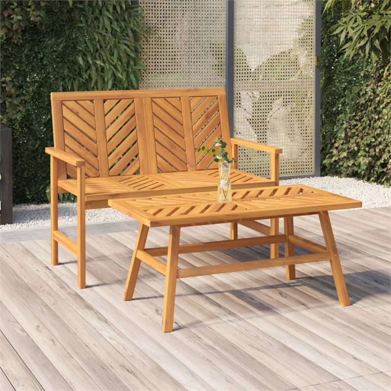 vidaXL 2 Piece Solid Acacia Wood Garden Lounge Set in Natural