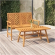 vidaXL 2 Piece Solid Acacia Wood Garden Lounge Set in Natural