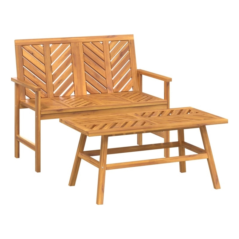 vidaXL 2 Piece Solid Acacia Wood Garden Lounge Set in Natural