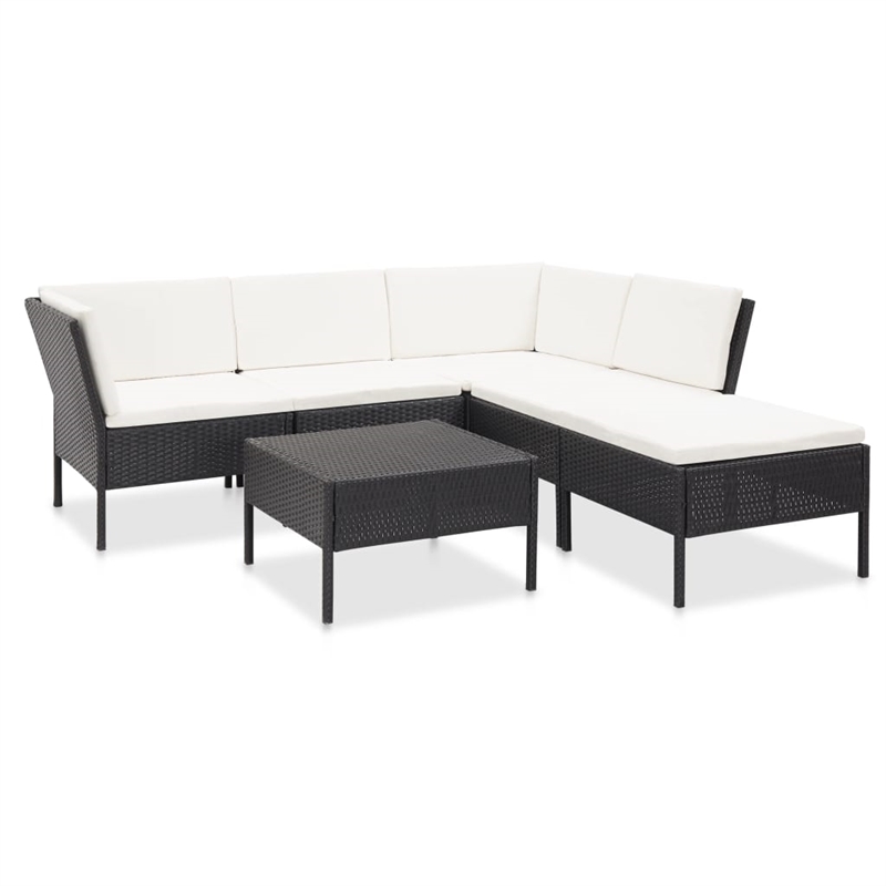 vidaXL 6 Piece Steel Garden Lounge Set in Black/Cream
