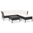vidaXL 6 Piece Steel Garden Lounge Set in Black/Cream