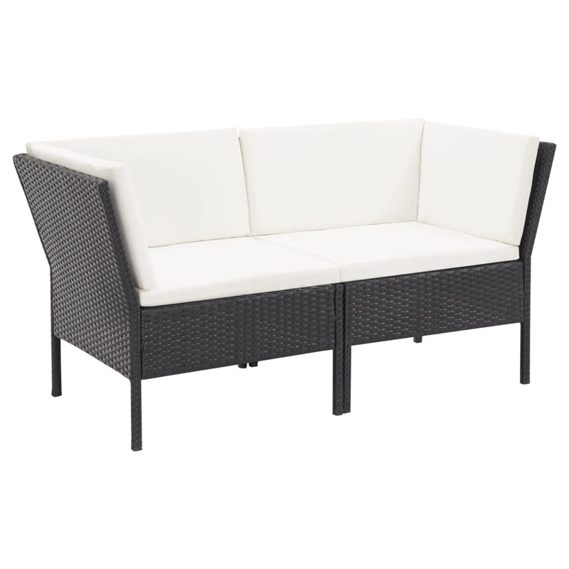 vidaXL 6 Piece Steel Garden Lounge Set in Black/Cream