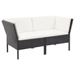 vidaXL 6 Piece Steel Garden Lounge Set in Black/Cream