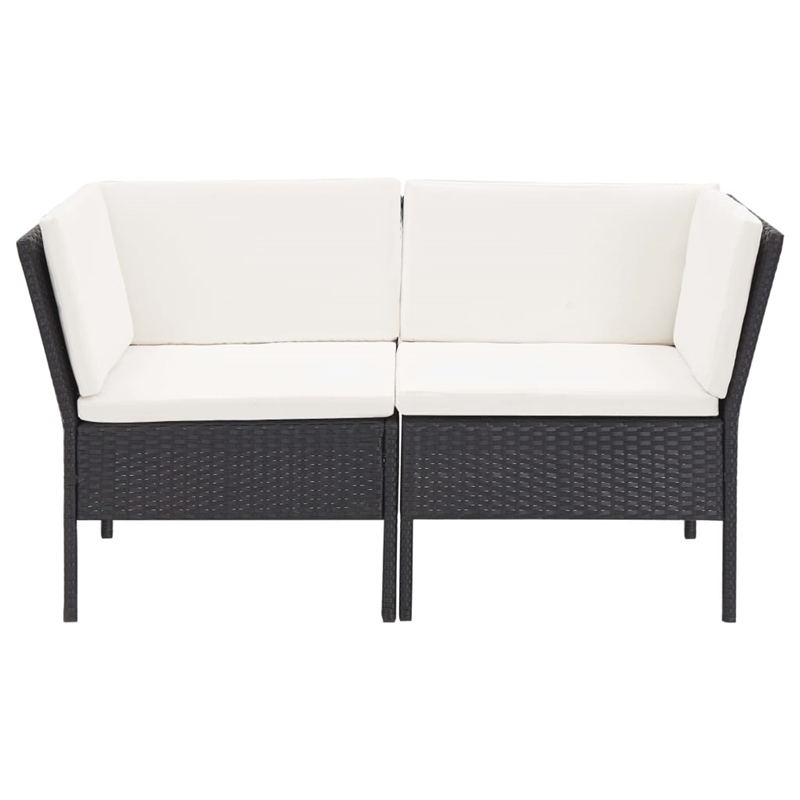 vidaXL 6 Piece Steel Garden Lounge Set in Black/Cream