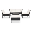 vidaXL 6 Piece Steel Garden Lounge Set in Black/Cream