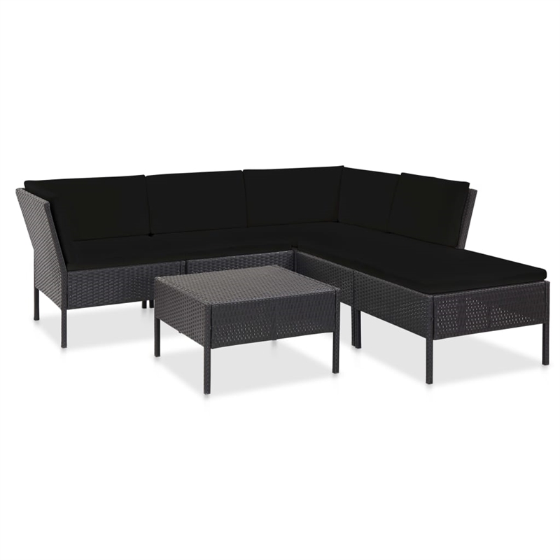 vidaXL 6 Piece Steel Garden Lounge Set in Black