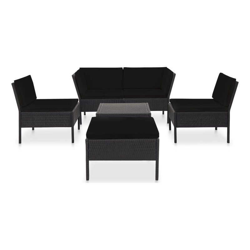 vidaXL 6 Piece Steel Garden Lounge Set in Black