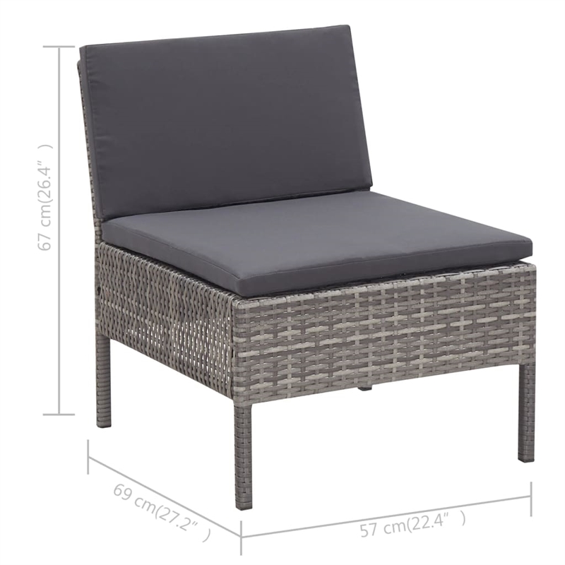 vidaXL 3 Piece Steel Garden Lounge Set in Gray