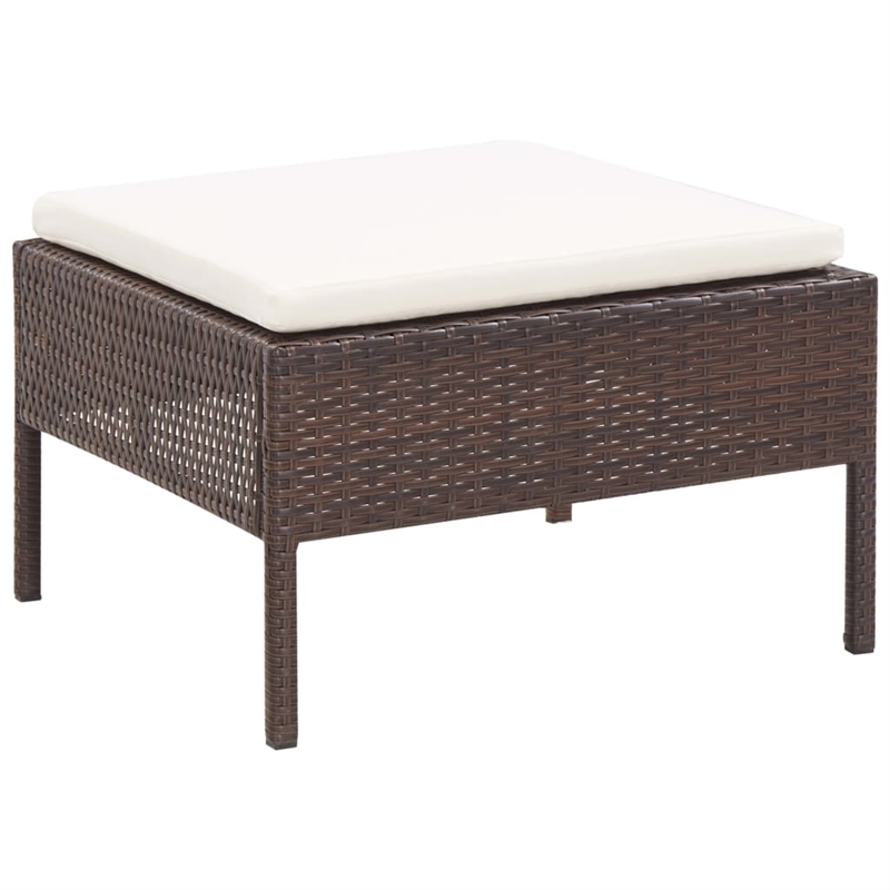 vidaXL 3 Piece Poly Rattan Garden Lounge Set in White/Brown/Cream