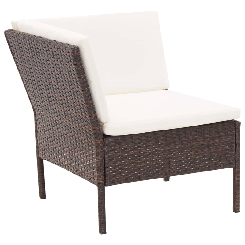 vidaXL 3 Piece Poly Rattan Garden Lounge Set in White/Brown/Cream